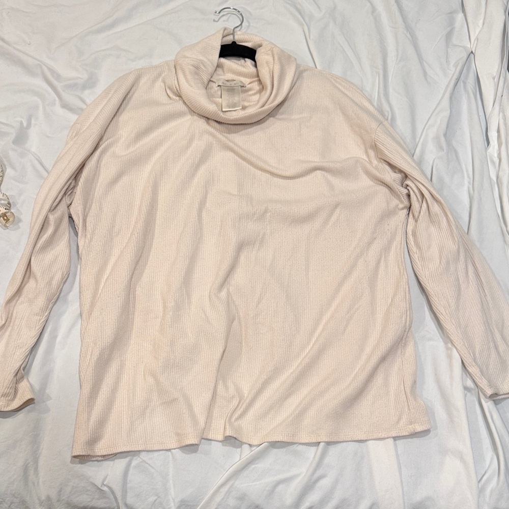 Anthropologie Cream Turtleneck Sweater